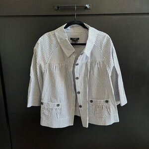 Sandro Black and White Striped Blazer